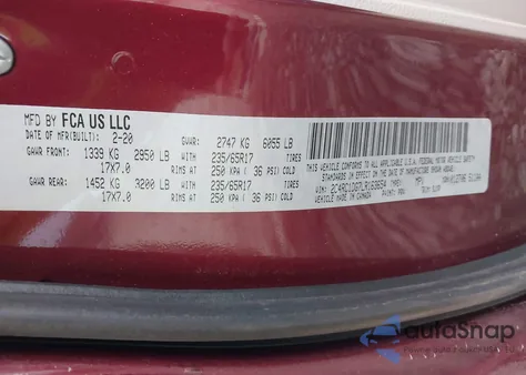 2020 Chrysler Voyager Lxi из США, поврежденный, VIN 2C4RC1DG7LR163654